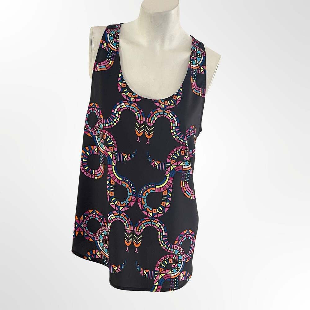 Mara Hoffman Poly CDC Snakes Black Racerback Tank Top